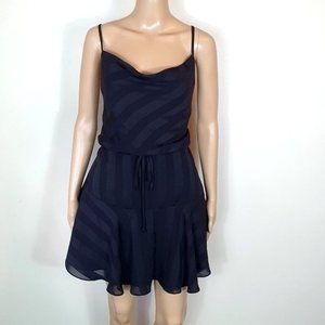 Shona Joy Dress Black Sze 10- 12 cowl neck Drawstring Mini Cocktail fit & flare